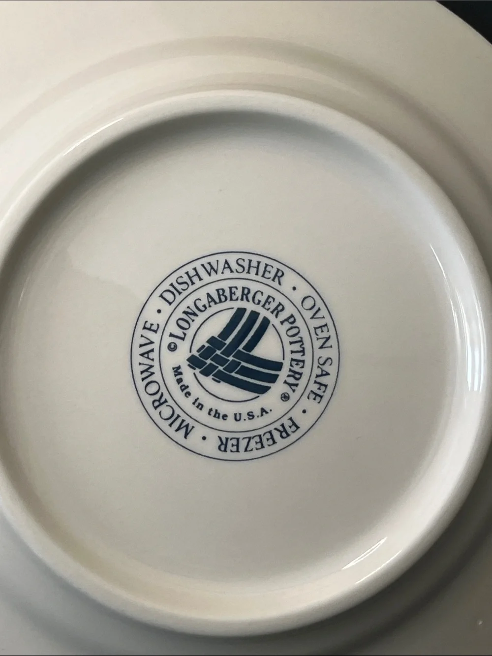 Longaberger Pottery Blue & Ivory Dinner Plates Set of 2 Made in USA